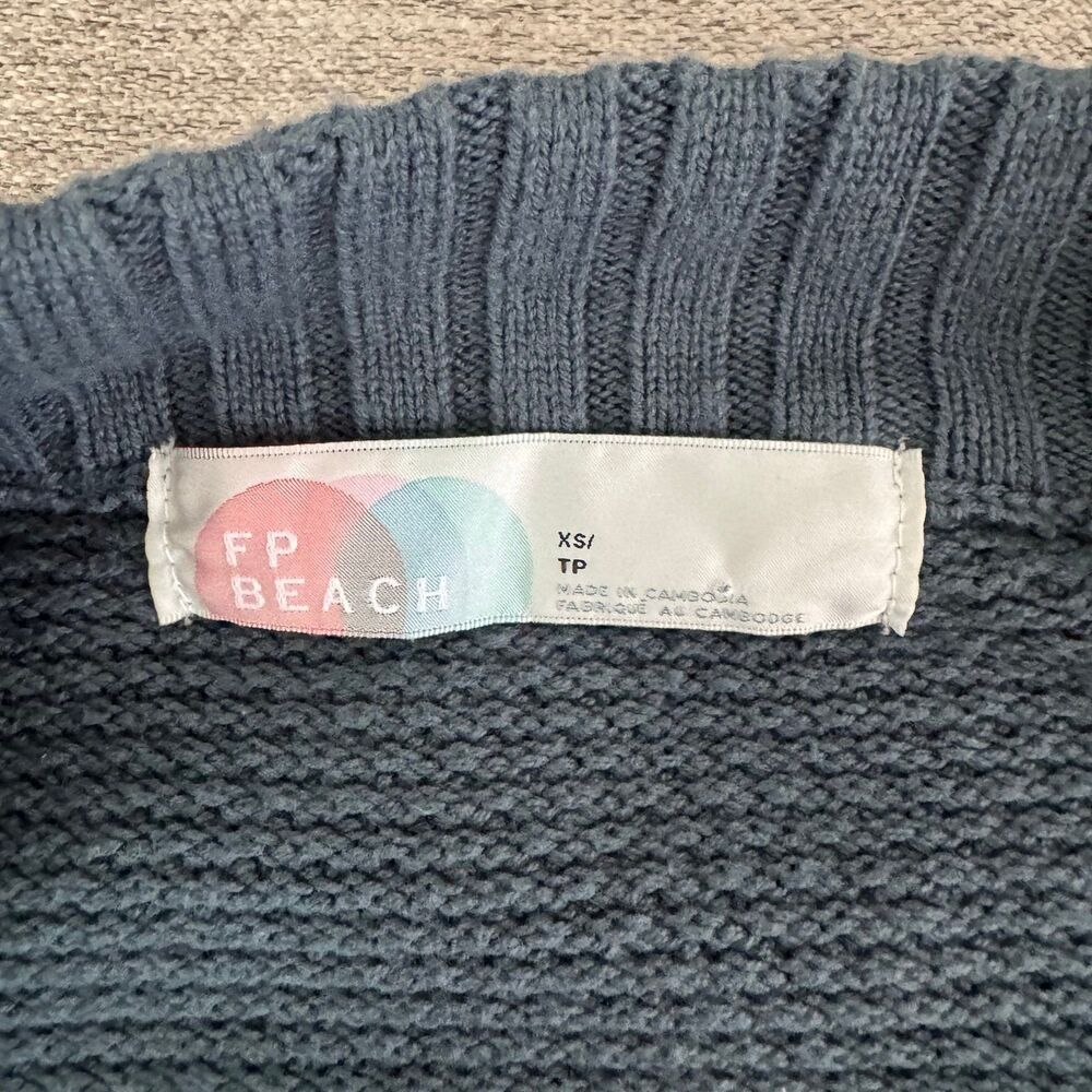 Free People FP Beach Hailee Cardigan Balsam 100% Cotton Knit Button Front XS - Picture 10 of 12